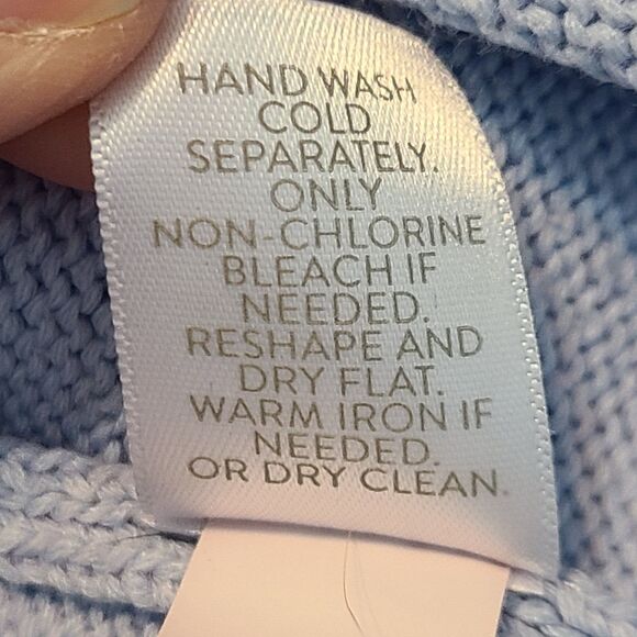 J Jill Womens L Blue Pastel Long Sleeve Relaxed Fit Pullover Sweater Cabincore - Picture 12 of 16